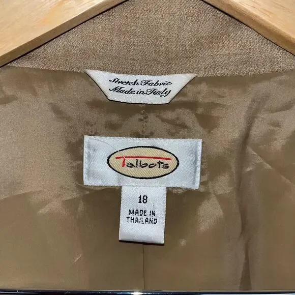 Talbots Women's Sz 18 Military Style Wool Jacket Light Camel Snaps - Picture 8 of 8